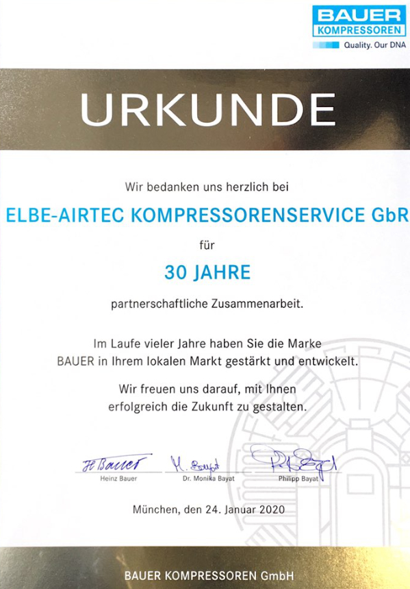Elbe-Airtec Urkunde